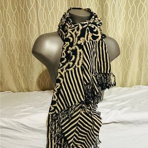 Elegant Large Black and Gold Scarf Cover Up Shawl